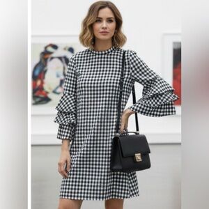 Ellison Dresses Black and White Checkered Fabric
